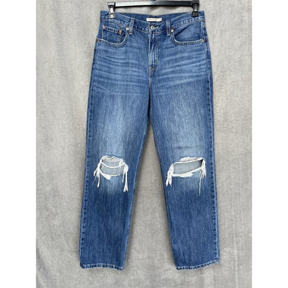 Levi’s Low Pro Straight Women’s Distressed Blue Jeans Size 29 - Picture 2 of 15